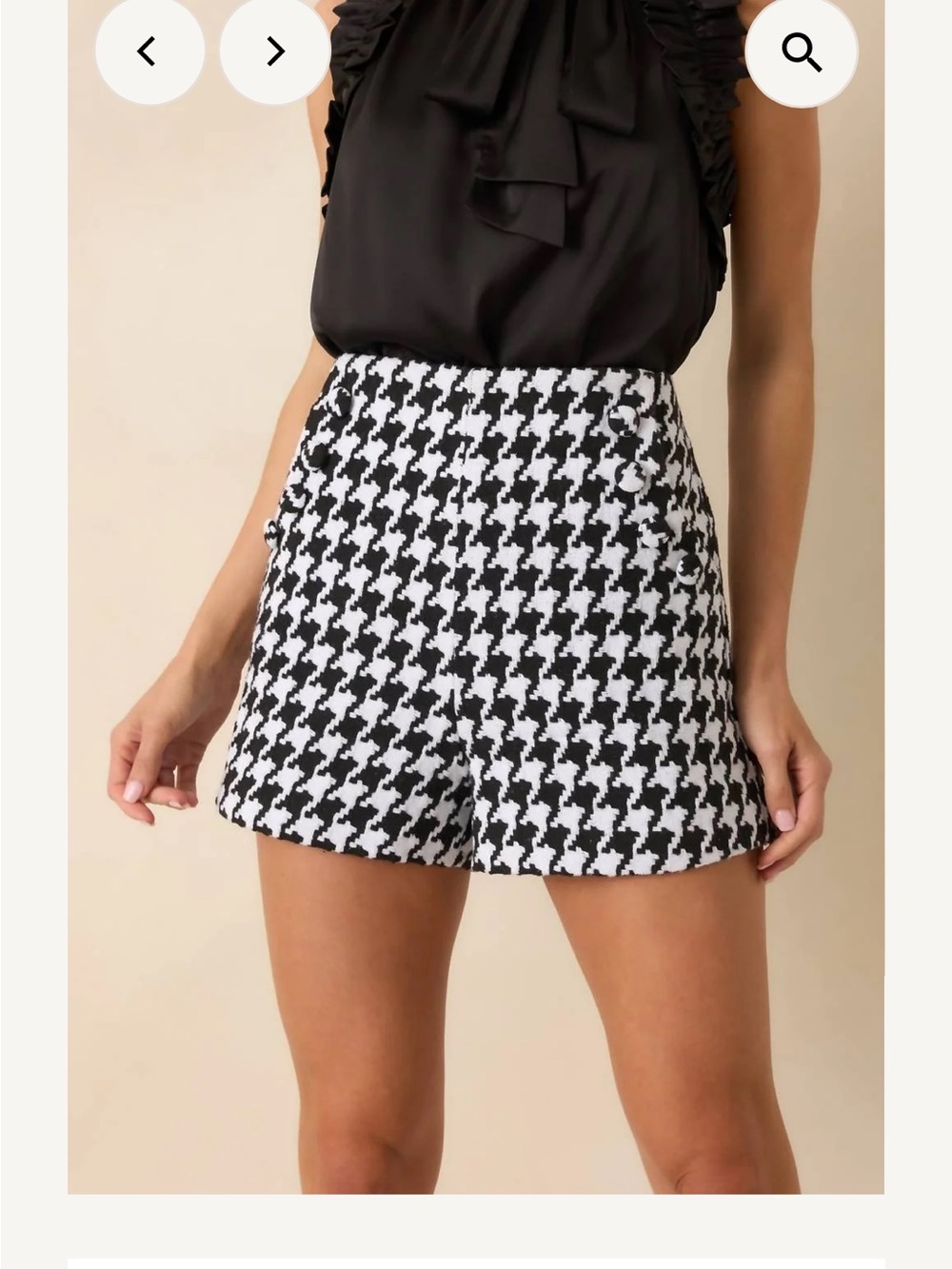 Prosperina Sylvie Houndstooth Shorts - Black & White Medium